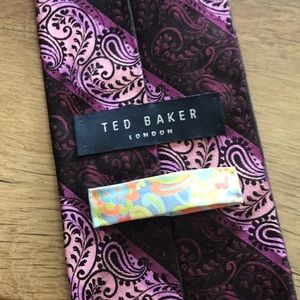 Ted Baker London Purple/Black Striped, Paisley Tie